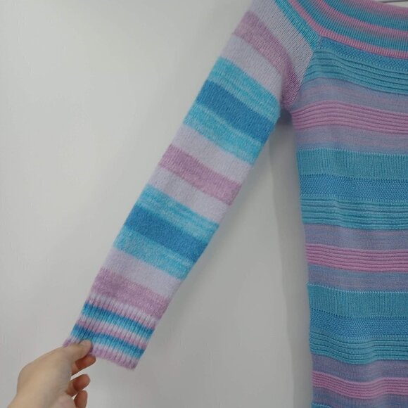 Tularosa Revolve Kinsley Dress In Multi Pastel Striped Wool Off The Shoulder S - Picture 6 of 10